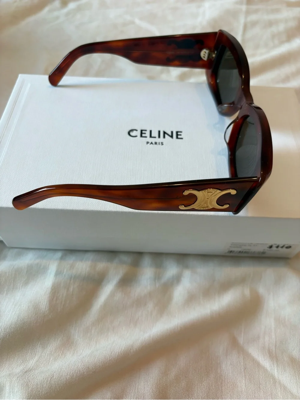 Celine Brown Leather Triomphe Sunglasses with Matching Case
